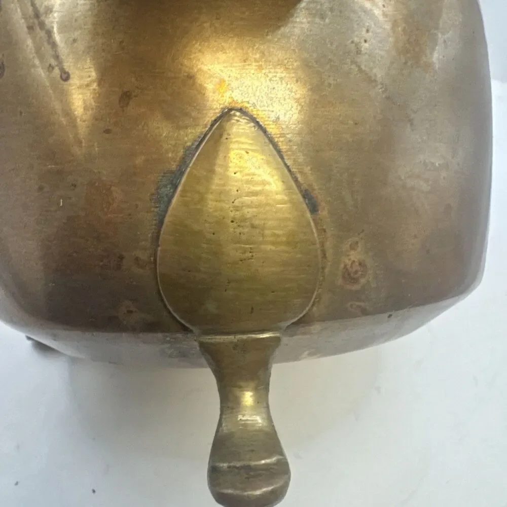 Vintage Solid Brass Copper Planter Pot cauldron With Feet  4.50 X 6
